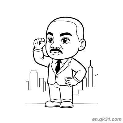 Free printable Martin Luther King Fist with City Background Coloring Page coloring page