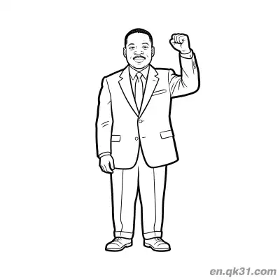 Free printable Martin Luther King Fist Raised Pose Coloring Page coloring page