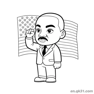 Free printable Martin Luther King Fist with Flag Coloring Page coloring page