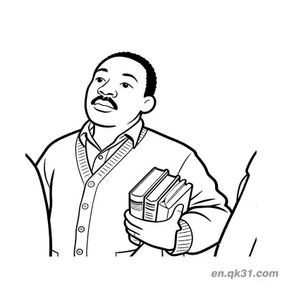 Free printable Martin Luther King Holding Books Coloring Page coloring page