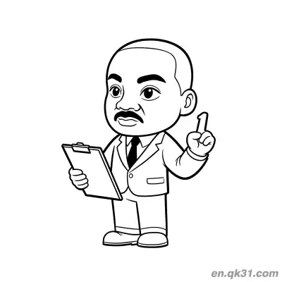 Free printable Martin Luther King Holding Clipboard Pointing Up Coloring Page coloring page
