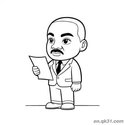 Free printable Martin Luther King Holding Paper Coloring Page coloring page