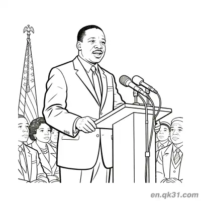 Free printable Martin Luther King Leaning on Podium While Speaking Coloring Page coloring page