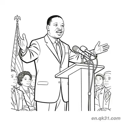 Free printable Martin Luther King Open Hands While Speaking at Podium Coloring Page coloring page