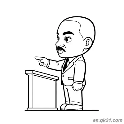 Free printable Martin Luther King Podium Point Forward Coloring Page coloring page