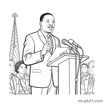 Free printable Martin Luther King Pointing While Speaking at Podium Coloring Page coloring page
