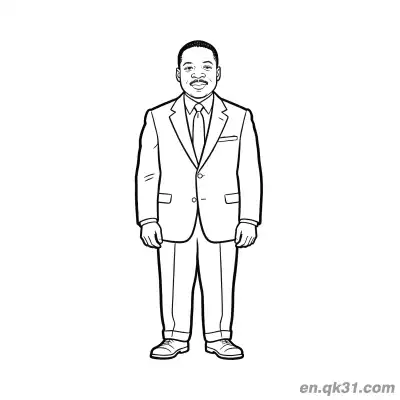 Free printable Martin Luther King Standing in Suit Coloring Page coloring page