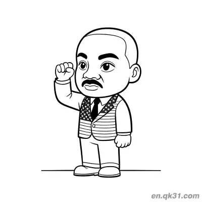 Free printable Martin Luther King Star-Spangled Suit Fist Coloring Page coloring page