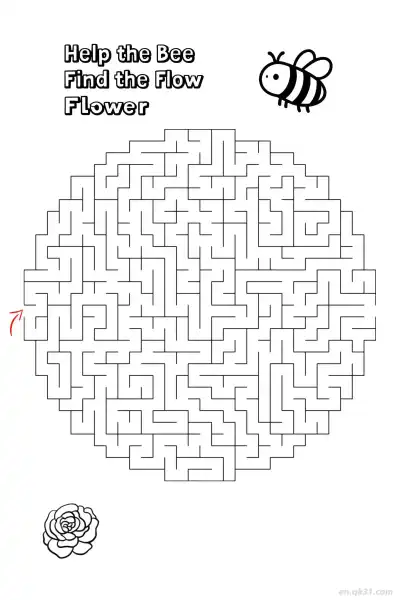 Free printable Printable Bee Maze Game - Help Find Flower Pollination  coloring page