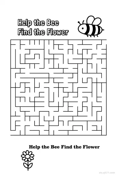 Free printable Bee Maze Worksheet - Educational Find the Flower Activity  coloring page