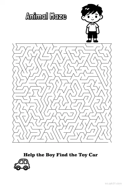 Free printable Boy Maze Game - Find Toy Car Printable Puzzle  coloring page