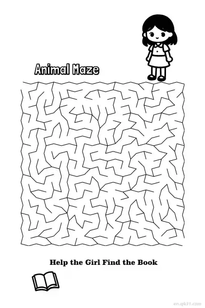 Free printable Printable Girl Maze - Find Book Reading Activity  coloring page