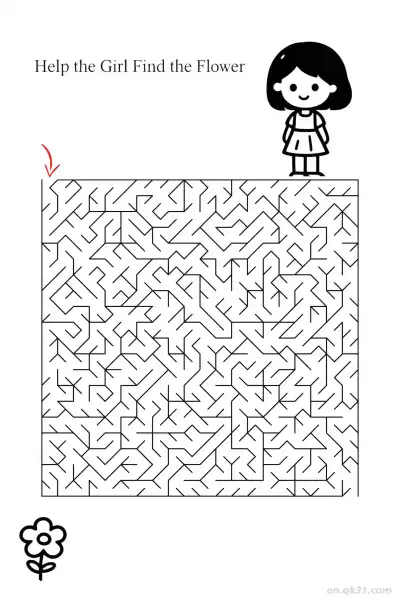 Free printable Girl Flower Maze Worksheet - Garden Theme Activity  coloring page