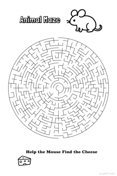 Free printable Mouse Cheese Maze Puzzle - Classic Find Cheese  coloring page