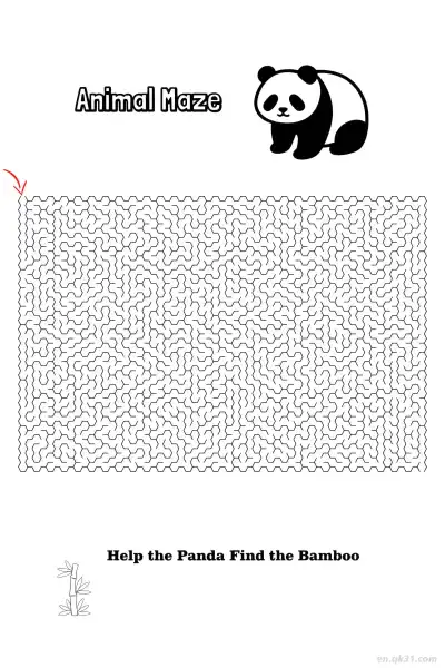 Free printable Panda Bamboo Maze - Endangered Animal Activity  coloring page