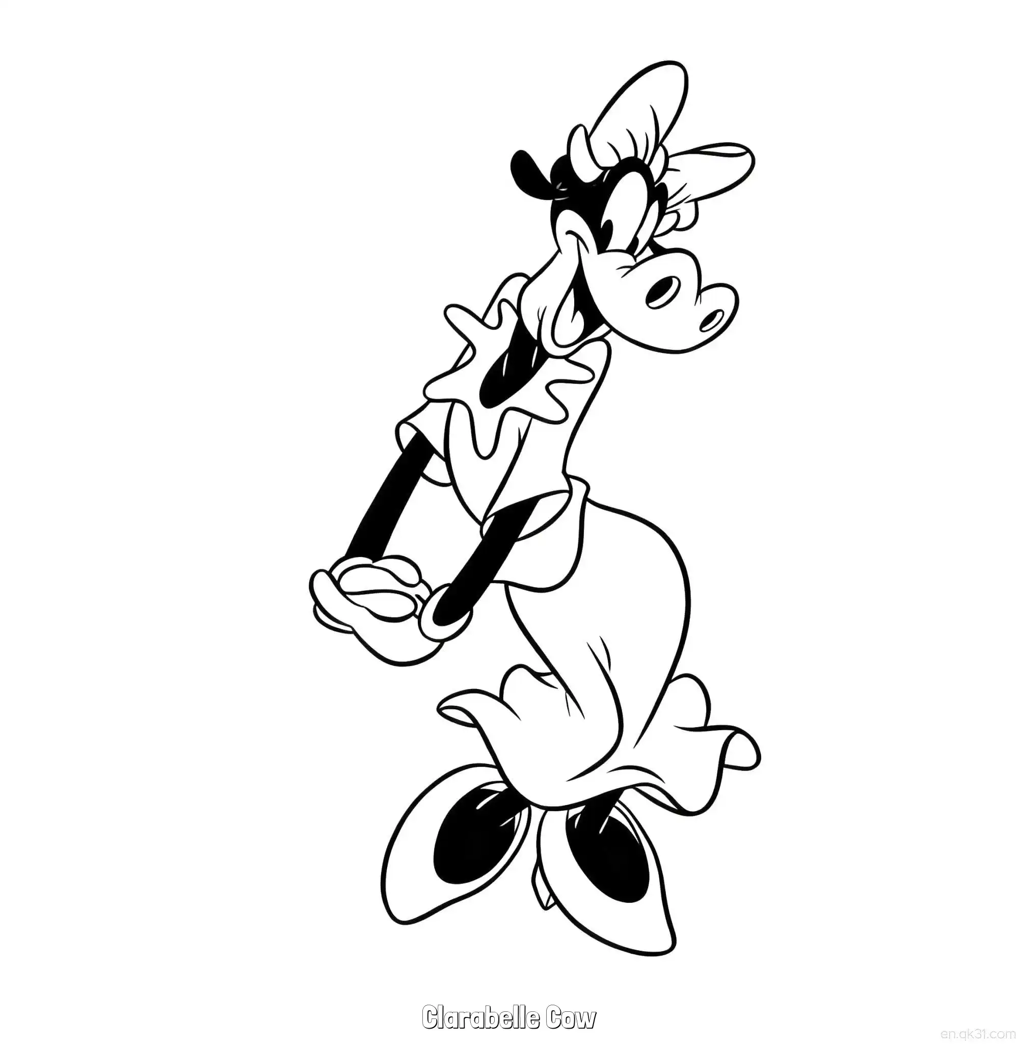 Clarabelle Cow 1 Coloring Page - Free Printable Mickey Mouse & Friends PDF Coloring Sheets – Free Printable Coloring Page for Kids and Adults