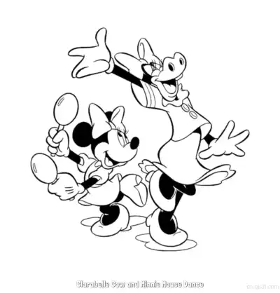 Free printable Clarabelle Cow and Minnie Mouse Dance  Coloring Page - Free Printable Mickey Mouse & Friends PDFS Coloring Sheets coloring page