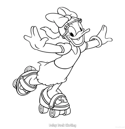 Free printable Daisy Duck Skating  Coloring Page - Free Printable Mickey Mouse & Friends PDFS Coloring Sheets coloring page