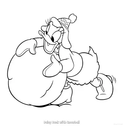 Free printable Daisy Duck with Snowball  Coloring Page - Free Printable Mickey Mouse & Friends PDFS Coloring Sheets coloring page