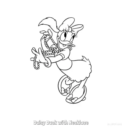 Free printable Daisy Duck with Necklace  Coloring Page - Free Printable Mickey Mouse & Friends PDFS Coloring Sheets coloring page