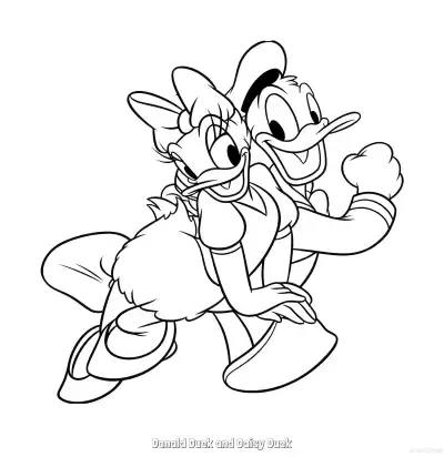 Free printable Donald Duck and Daisy Duck  Coloring Page - Free Printable Mickey Mouse & Friends PDFS Coloring Sheets coloring page
