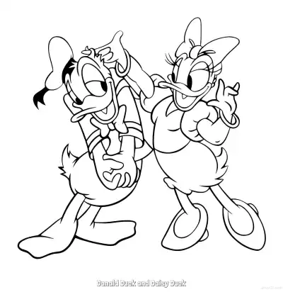 Free printable Donald Duck and Daisy Duck 1 Coloring Page - Free Printable Mickey Mouse & Friends PDFS Coloring Sheets coloring page