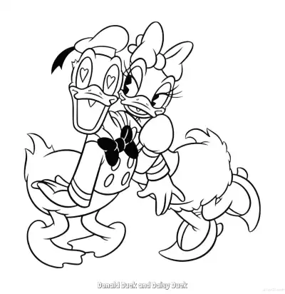 Free printable Donald Duck and Daisy Duck 2 Coloring Page - Free Printable Mickey Mouse & Friends PDFS Coloring Sheets coloring page