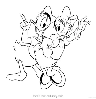 Free printable Donald Duck and Daisy Duck 4 Coloring Page - Free Printable Mickey Mouse & Friends PDFS Coloring Sheets coloring page