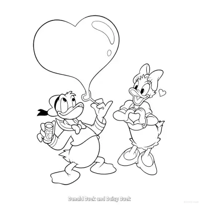 Free printable Donald Duck and Daisy Duck 5 Coloring Page - Free Printable Mickey Mouse & Friends PDFS Coloring Sheets coloring page