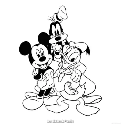 Free printable Donald Duck Family  Coloring Page - Free Printable Mickey Mouse & Friends PDFS Coloring Sheets coloring page