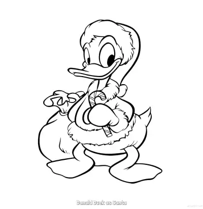 Free printable Donald Duck as Santa  Coloring Page - Free Printable Mickey Mouse & Friends PDFS Coloring Sheets coloring page