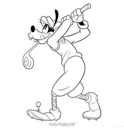 Free printable Goofy Playing Golf  Coloring Page - Free Printable Mickey Mouse & Friends PDFS Coloring Sheets coloring page