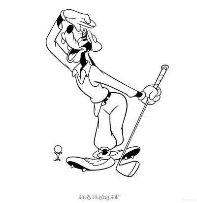 Free printable Goofy Playing Golf 2 Coloring Page - Free Printable Mickey Mouse & Friends PDFS Coloring Sheets coloring page
