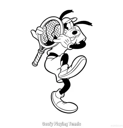 Free printable Goofy Playing Tennis  Coloring Page - Free Printable Mickey Mouse & Friends PDFS Coloring Sheets coloring page