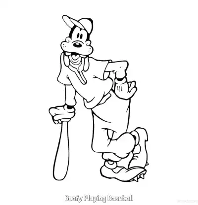 Free printable Goofy Playing Baseball  Coloring Page - Free Printable Mickey Mouse & Friends PDFS Coloring Sheets coloring page