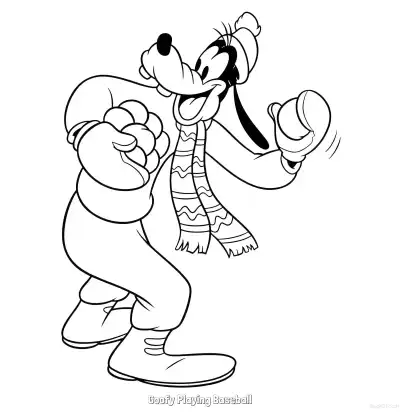Free printable Goofy Playing Baseball 2 Coloring Page - Free Printable Mickey Mouse & Friends PDFS Coloring Sheets coloring page
