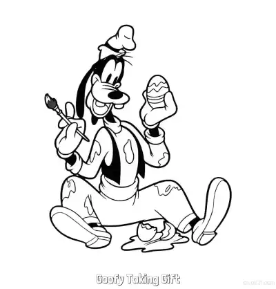 Free printable Goofy Taking Gift  Coloring Page - Free Printable Mickey Mouse & Friends PDFS Coloring Sheets coloring page
