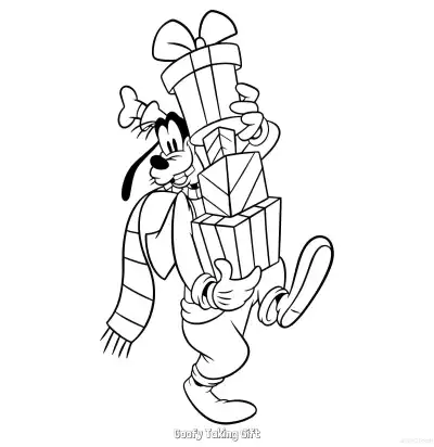 Free printable Goofy Taking Gift 2 Coloring Page - Free Printable Mickey Mouse & Friends PDFS Coloring Sheets coloring page