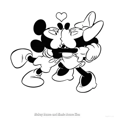 Free printable Mickey Mouse and Minnie Mouse Kiss  Coloring Page - Free Printable Mickey Mouse & Friends PDFS Coloring Sheets coloring page