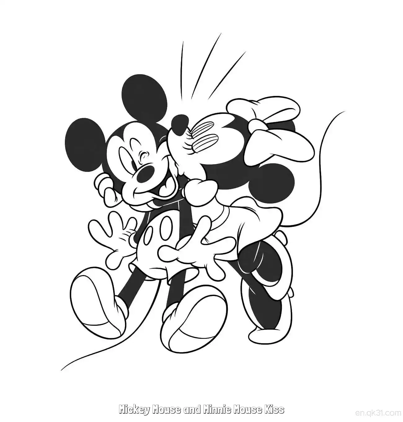 Mickey Mouse and Minnie Mouse Kiss 2 Coloring Page - Free Printable Mickey Mouse & Friends PDF Coloring Sheets – Free Printable Coloring Page for Kids and Adults