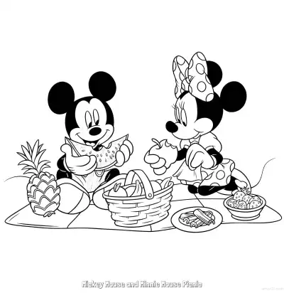 Free printable Mickey Mouse and Minnie Mouse Picnic  Coloring Page - Free Printable Mickey Mouse & Friends PDFS Coloring Sheets coloring page
