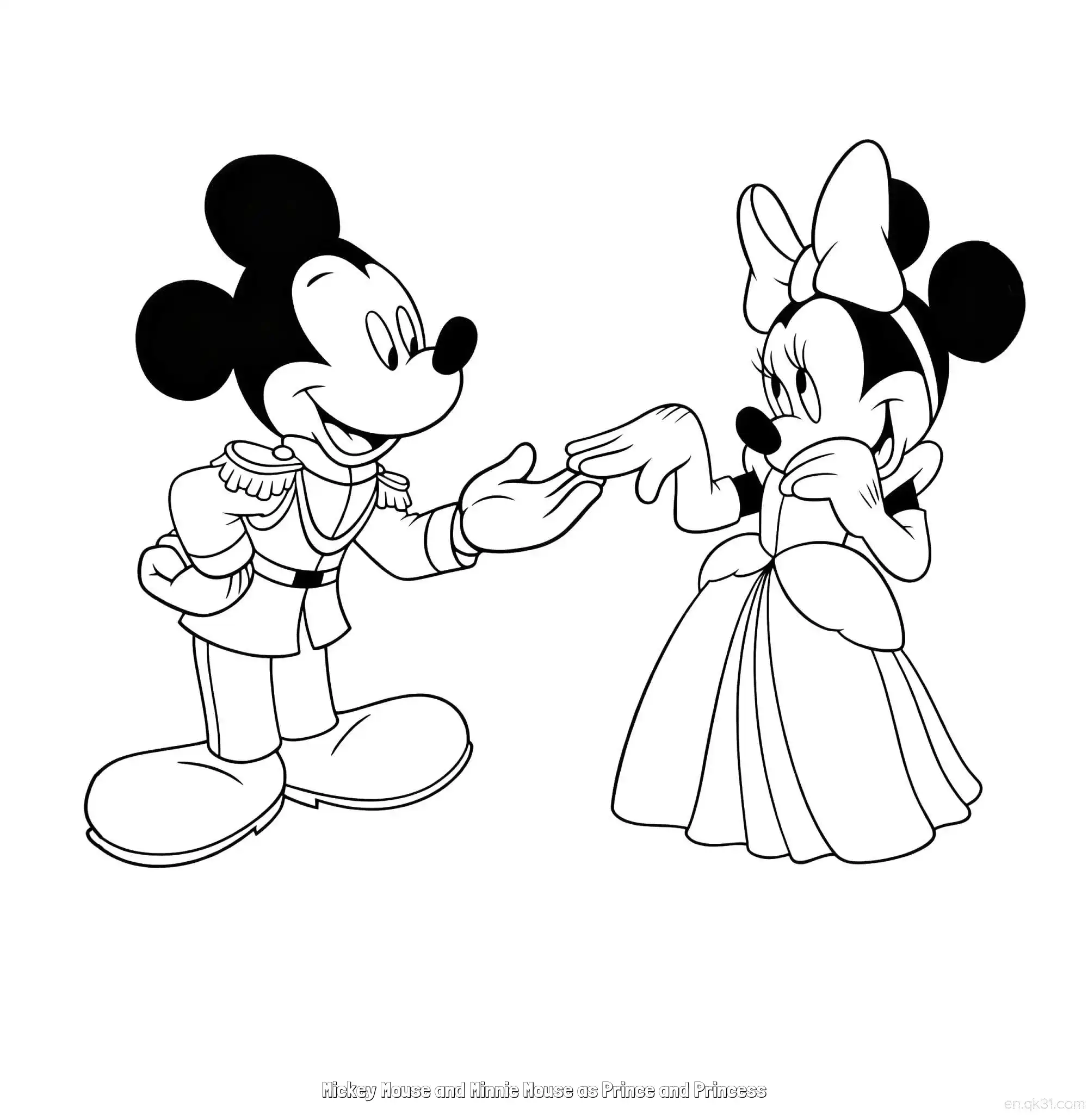 Mickey Mouse and Minnie Mouse as Prince and Princess 1 Coloring Page - Free Printable Mickey Mouse & Friends PDF Coloring Sheets – Free Printable Coloring Page for Kids and Adults