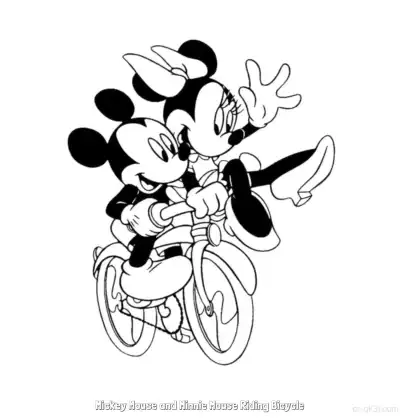 Free printable Mickey Mouse and Minnie Mouse Riding Bicycle  Coloring Page - Free Printable Mickey Mouse & Friends PDFS Coloring Sheets coloring page