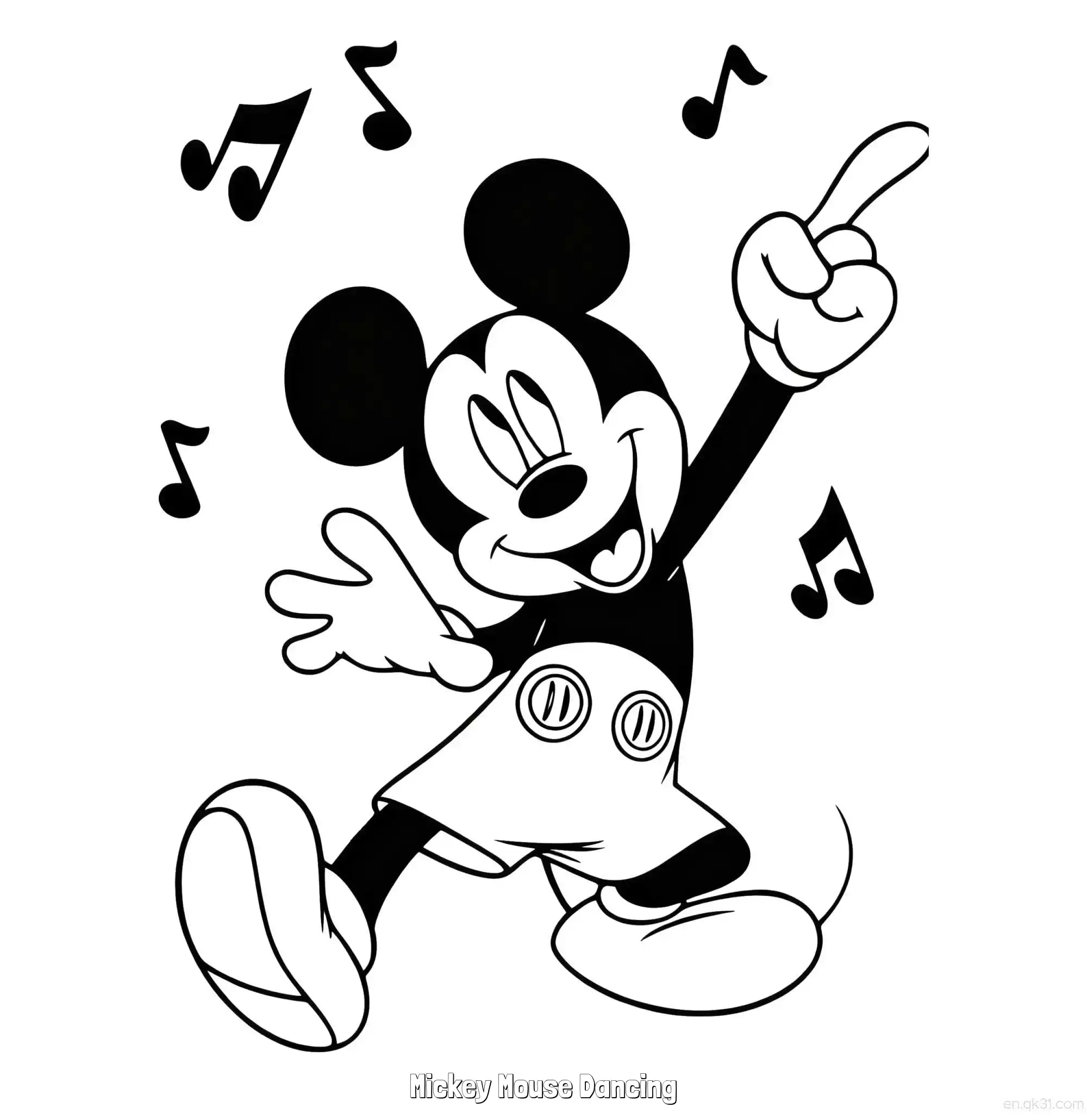 Mickey Mouse Dancing  Coloring Page - Free Printable Mickey Mouse & Friends PDF Coloring Sheets – Free Printable Coloring Page for Kids and Adults