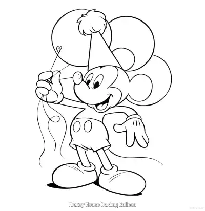 Free printable Mickey Mouse Holding Balloon 2 Coloring Page - Free Printable Mickey Mouse & Friends PDFS Coloring Sheets coloring page