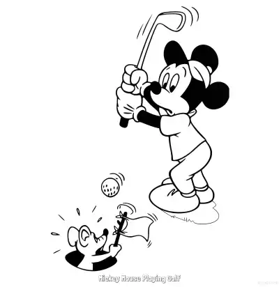 Free printable Mickey Mouse Playing Golf  Coloring Page - Free Printable Mickey Mouse & Friends PDFS Coloring Sheets coloring page