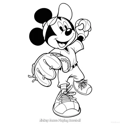 Free printable Mickey Mouse Playing Baseball  Coloring Page - Free Printable Mickey Mouse & Friends PDFS Coloring Sheets coloring page