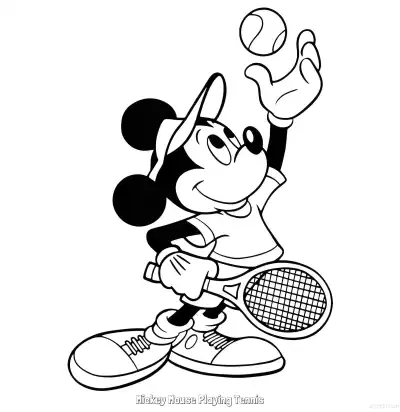 Free printable Mickey Mouse Playing Tennis  Coloring Page - Free Printable Mickey Mouse & Friends PDFS Coloring Sheets coloring page