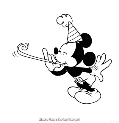 Free printable Mickey Mouse Playing Trumpet  Coloring Page - Free Printable Mickey Mouse & Friends PDFS Coloring Sheets coloring page