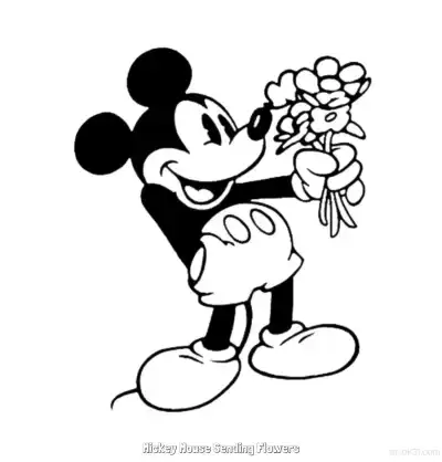 Free printable Mickey Mouse Sending Flowers  Coloring Page - Free Printable Mickey Mouse & Friends PDFS Coloring Sheets coloring page